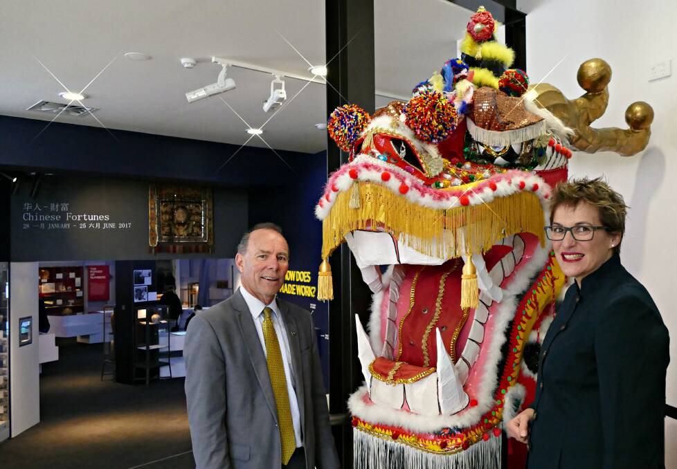 Going to China: Buninyong MP Geoff Howard with M.A.D.E acting chief executive Sarah Masters celebrate the announcement of The Chinese Fortunes exhibition's international tour, which will head to China in September. 