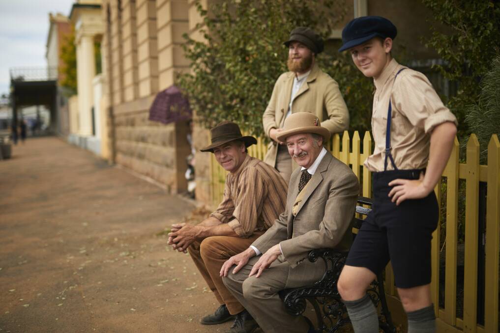 Looking the part: Extras on the set of the Picnic at Hanging Rock miniseries.  Picture: Luka Kauzlaric. 
