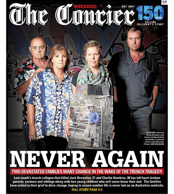 Leading the charge: The families of Jack Brownlee and Charlie Howkins are out to ensure no other Australians are killed while on the job. 