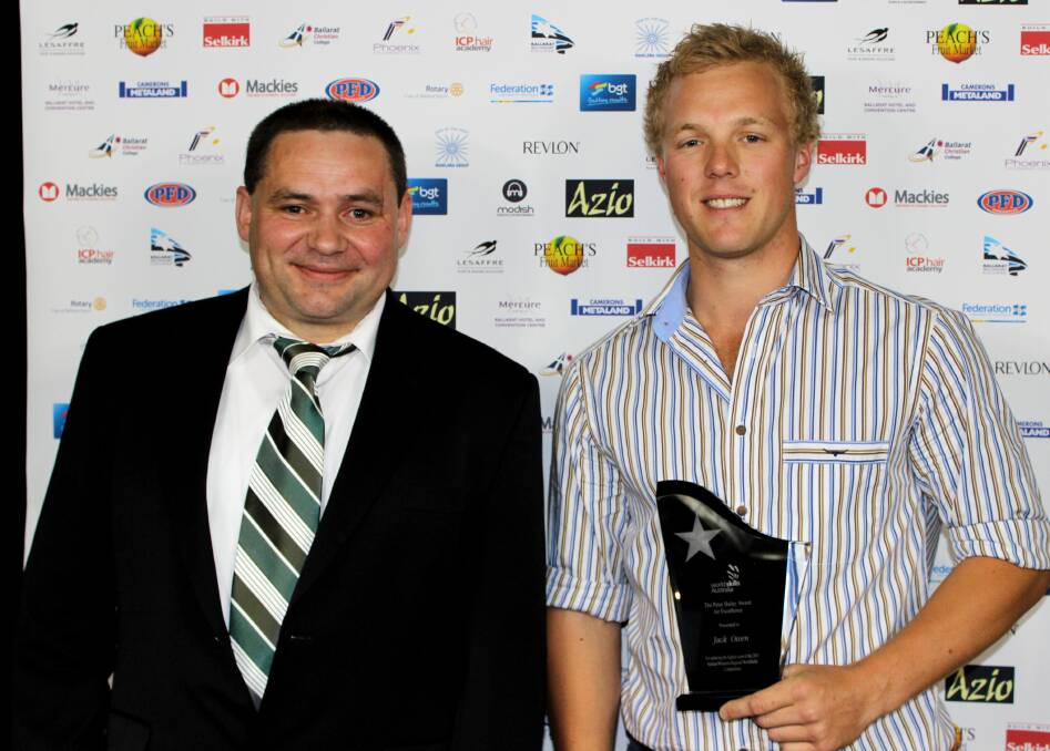 Peter Bailey (left) with Jack Owen (right) at the Ballarat-Wimmera region WorldSkills awards.  Picture: Maddy Merzvinskis.
