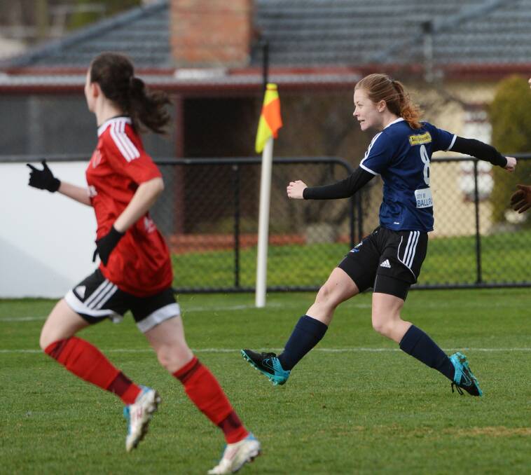 Influential again: Alison Pym opened the scoring for the Strikers on Sunday.  Picture: Kate Healy.  