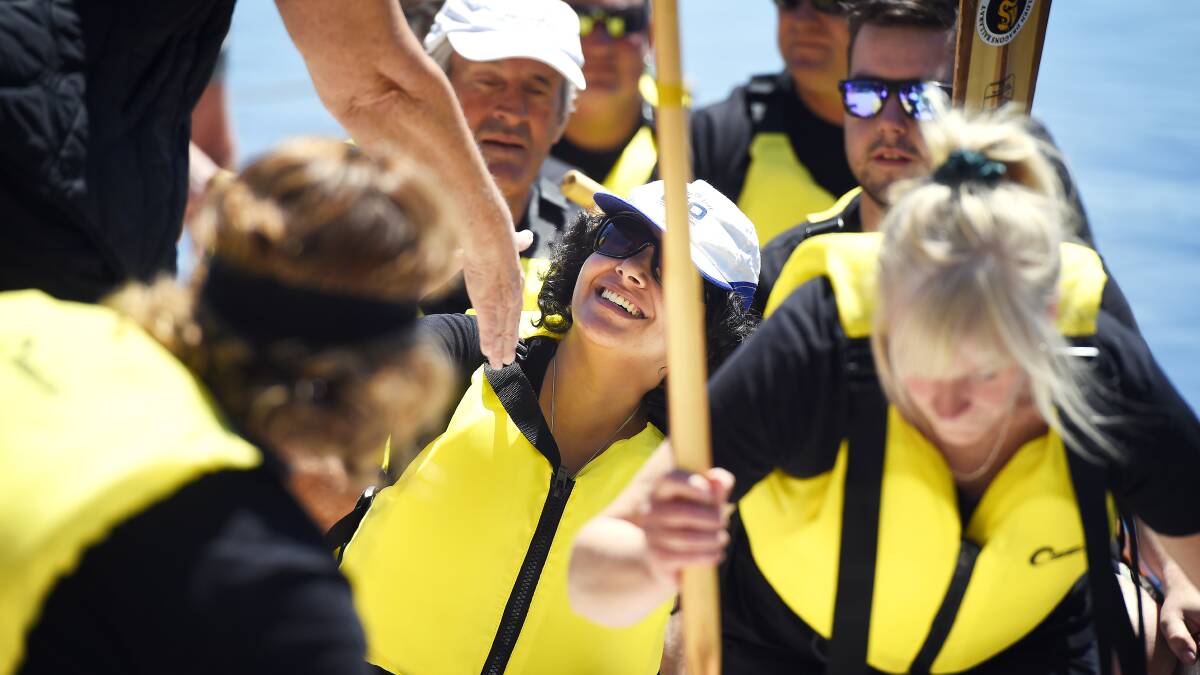 Ballarat businesses and organisations take part in the Springfest Dragon Boat Corporate Cup.  Picture: Luka Kauzlaric.