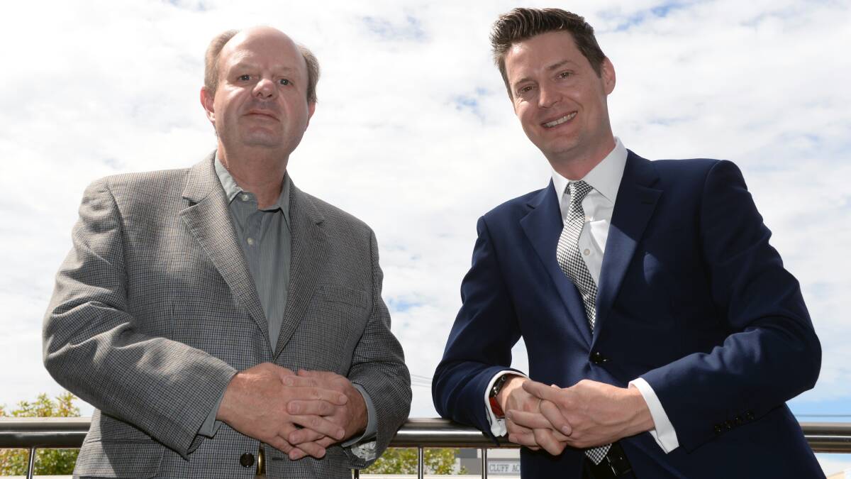 National wind farm commissioner Andrew Dyer with Grampians New Energy Taskforce Stuart Benjamin. Picture: Kate Healy 