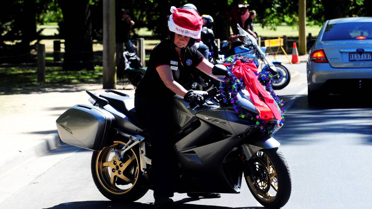 Ready to ride: Event organiser Sharryn Nankervis at the 2013 toy run.  Picture: Jeremy Bannister.