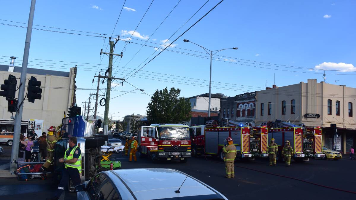 Mair, Armstrong streets blocked after crash causes 4WD to roll