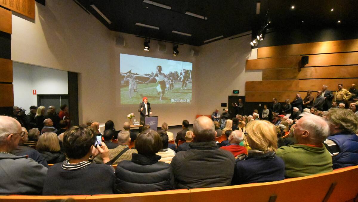 A packed house greeted Peter FitzSimons at M.A.D.E on Sunday afternoon. Picture: Dylan Burns 