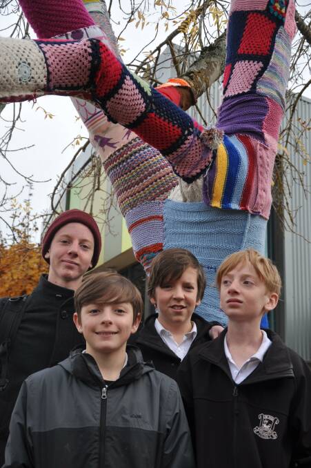 A different take on art: Daylesford Secondary College students Alfie Pleasance, Jordan Ballinger, Alex Rodgers and Rufus Pleasance.  Picture: Jodie Goldring 