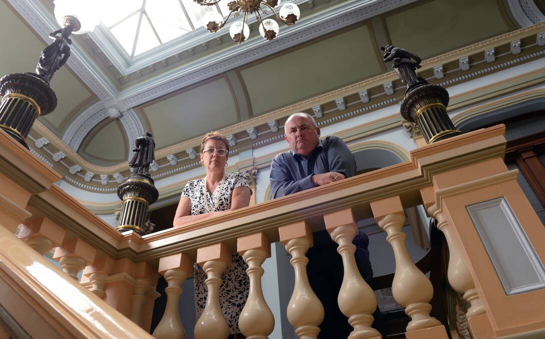 Ready to challenge: City of Ballarat councillor Vicki Coltman and mayor Des Hudson. Picture: Kate Healy.