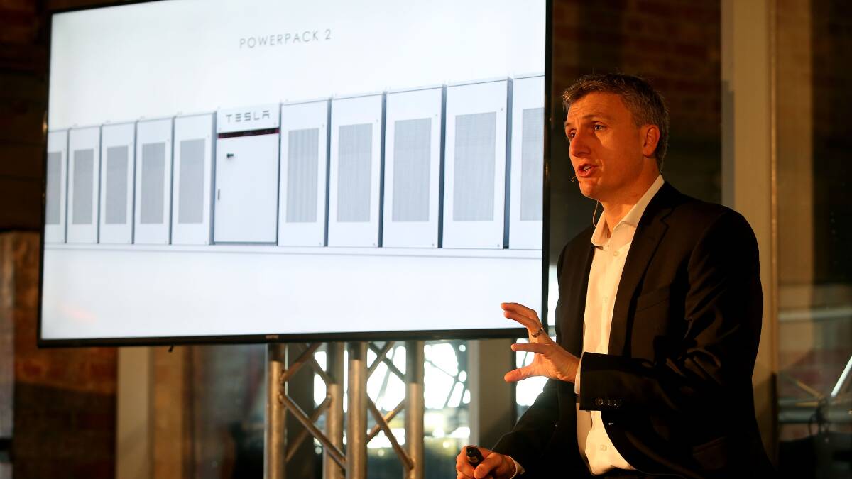 SolarCity co-founder and chief executive Lyndon Rive is seen speaking at the launch of the Tesla Powerwall 2 at The Substation in Newport last year. 