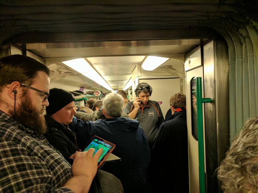 V/Line passengers on a peak hour Southern Cross to Wendouree service on Thursday.  Picture: Michael Jones.  