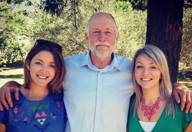 Rod May with his two daughters, Steph and Carla Hodgins-May .  