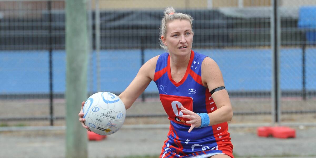Determined: Lauren Atkinson played a crucial role in East Point's draw with reigning premiers North Ballarat City in their BFNL round one clash on the weekend.  Picture: Lachlan Bence.