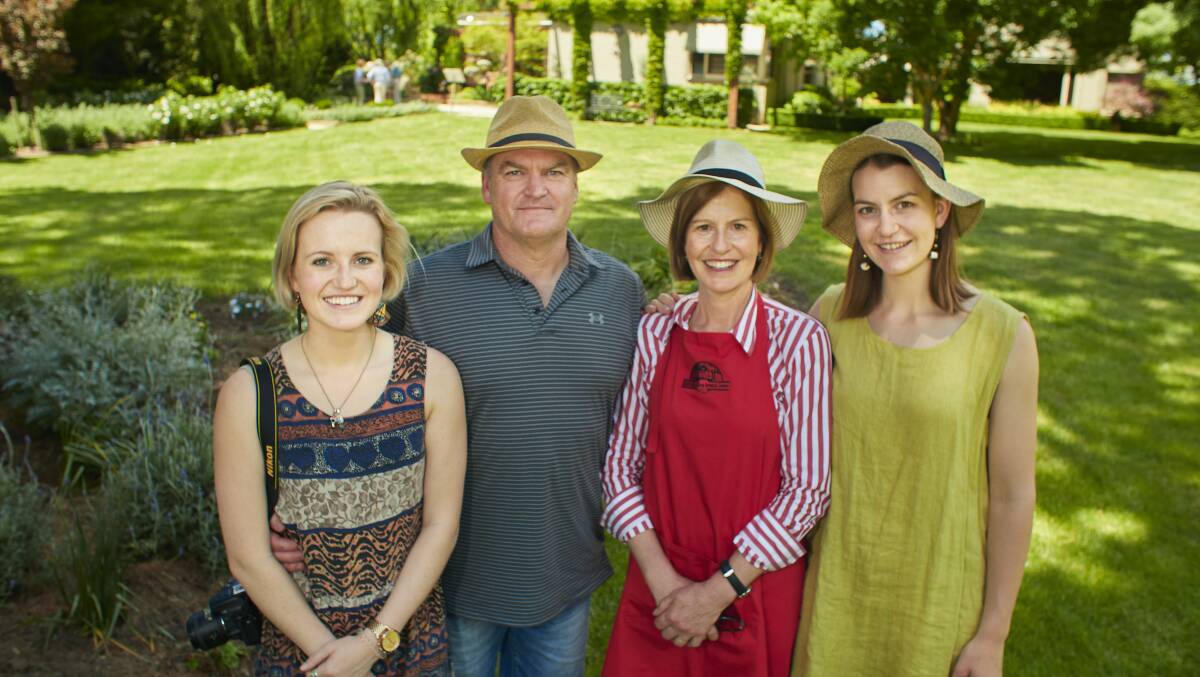Family affair: Elsie, Ian, Di and Stella Fulton were keen to show off the picturesque garden at their Mount Rowan property on Saturday. Picture: Luka Kauzlaric 