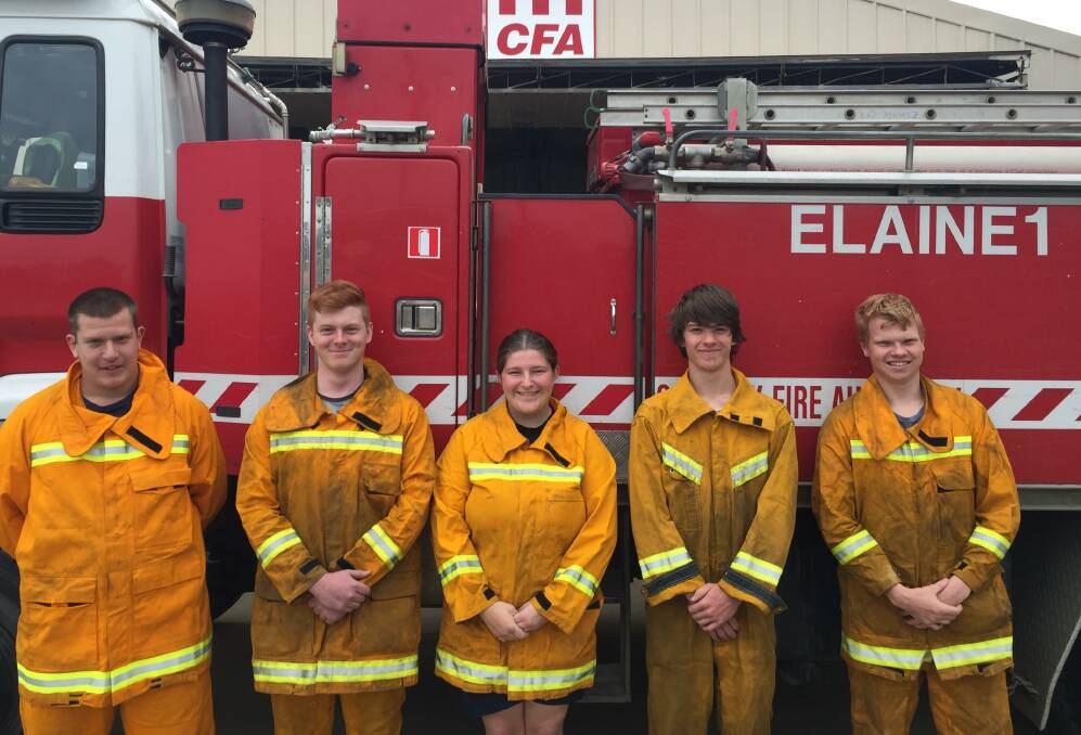 Young guns: Tristan Mair 17, Brady Dunne 16, Natasha Ford 16,  Anthony Young 17 and Matthew Wetherall from the Elaine CFA.  Picture: Supplied.
