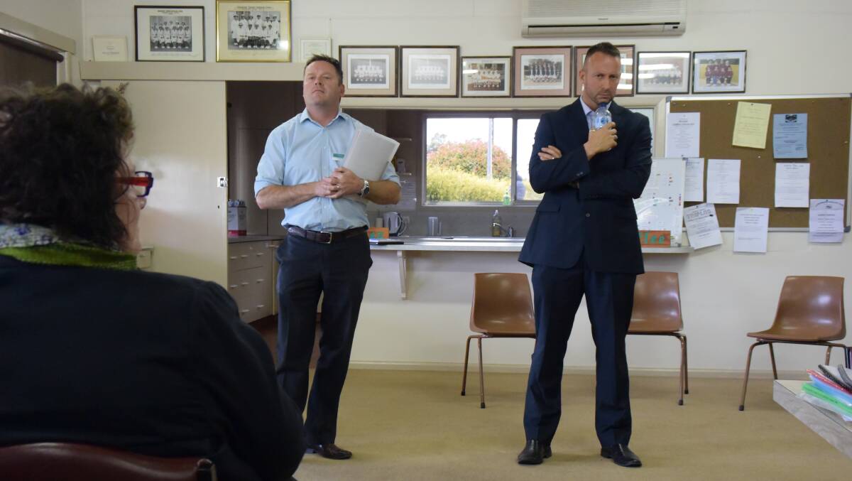 Facing a battle: Justin Fiddy from the Hepburn Shire with Stuart Fenton, founder of the proposed drug and alcohol treatment centre in Smeaton.  Picture: Brendan Wrigley.
