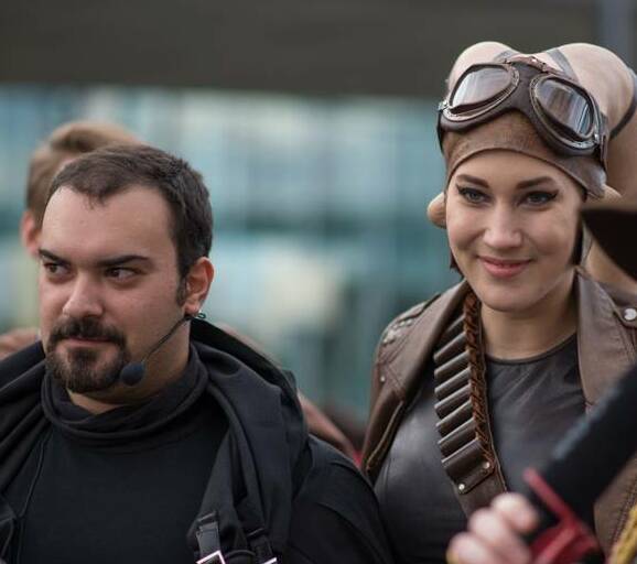An inspiration: The Old Republic: Rescue Mission director Dean Musumeci and Stephanie Elkington.