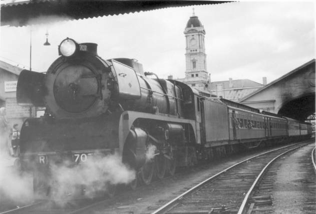 Long gone: a steam engine waiting at Ballarat Station in the late 1960s, having come from Melbourne.