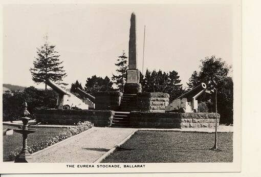 First monument: Eureka obelisk. The cannon have no relevance to Ballarat.