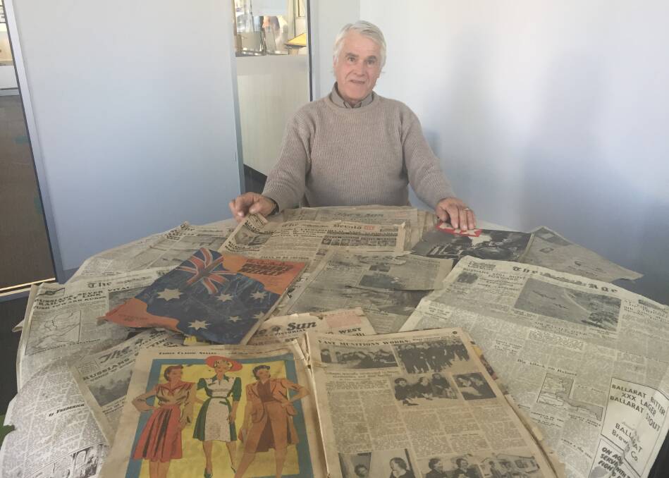 History underfoot: Trevor Watson with some of his recovered newspapers and magazines