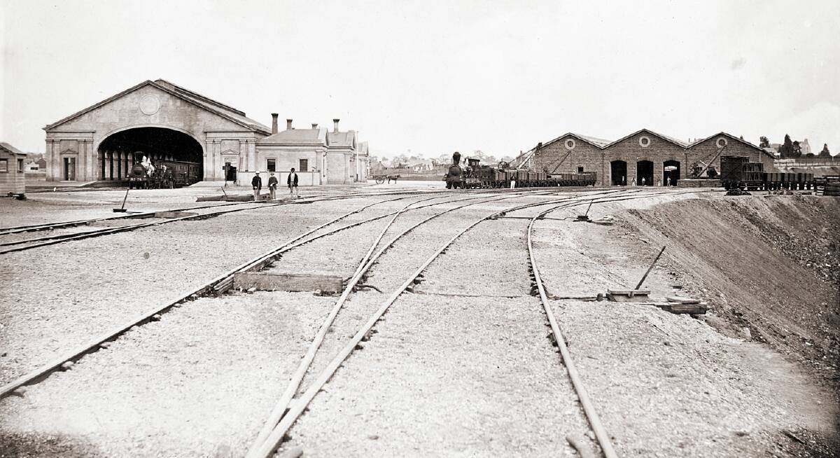 Ballarat Station under construction in 1860.