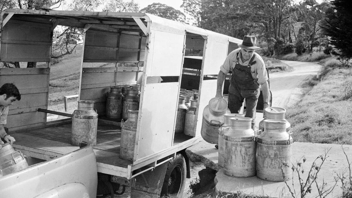 Loading and unloading milk in the 1960s. Photo: Museum Victoria.