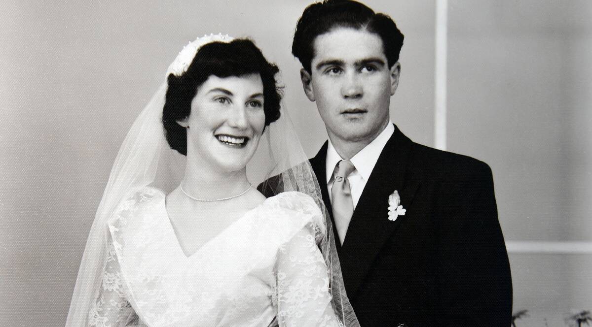 60 years together: Faida and Robert Luke on their wedding day in 1956. They honeymooned in Melbourne, Sydney and the Blue Mountains.