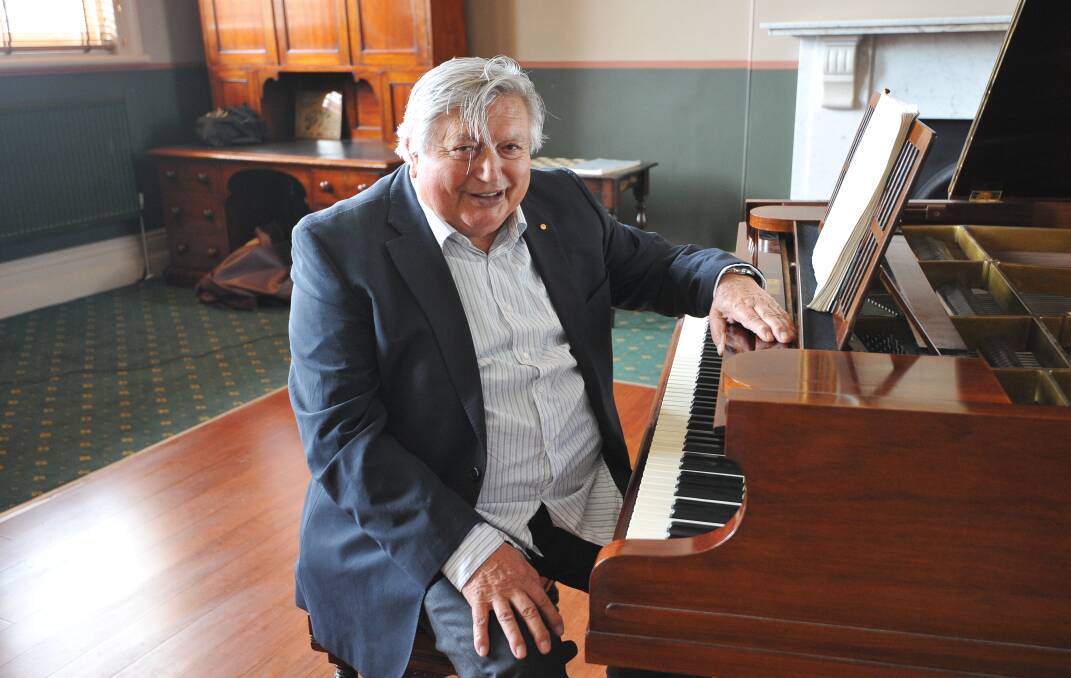 A champion of fine music: Sergio de Pieri, OAM, at a piano inside the Humffray Room of the Ballaarat Mechanics' Institute. Picture: Lachlan Bence.