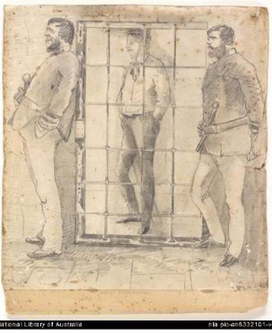 Sketch of O'Farrell in his cell.