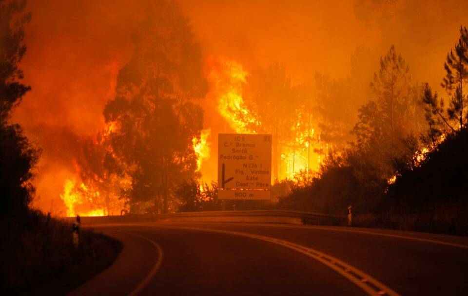 Firestorm: the fire crosses the IC8 just east of the N236-1, where many people died. Picture: supplied.