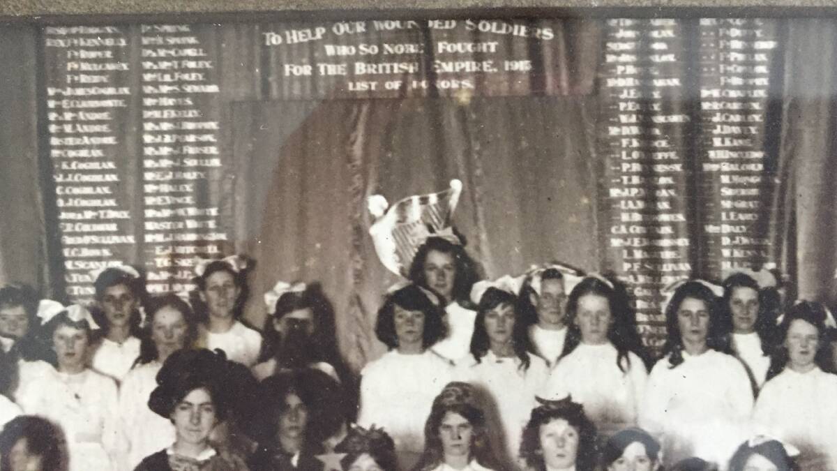 Almost 100 years ago: a close-up of the banners in the picture from 1920. Picture: Caleb Cluff.