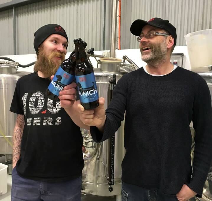  The taste of a German summer: Red Duck brewer Ryan Fullerton and head brewer Scott Wilson-Browne have putsch out a Munich lager for Oktoberfest. Picture: Corrina Dichiera.