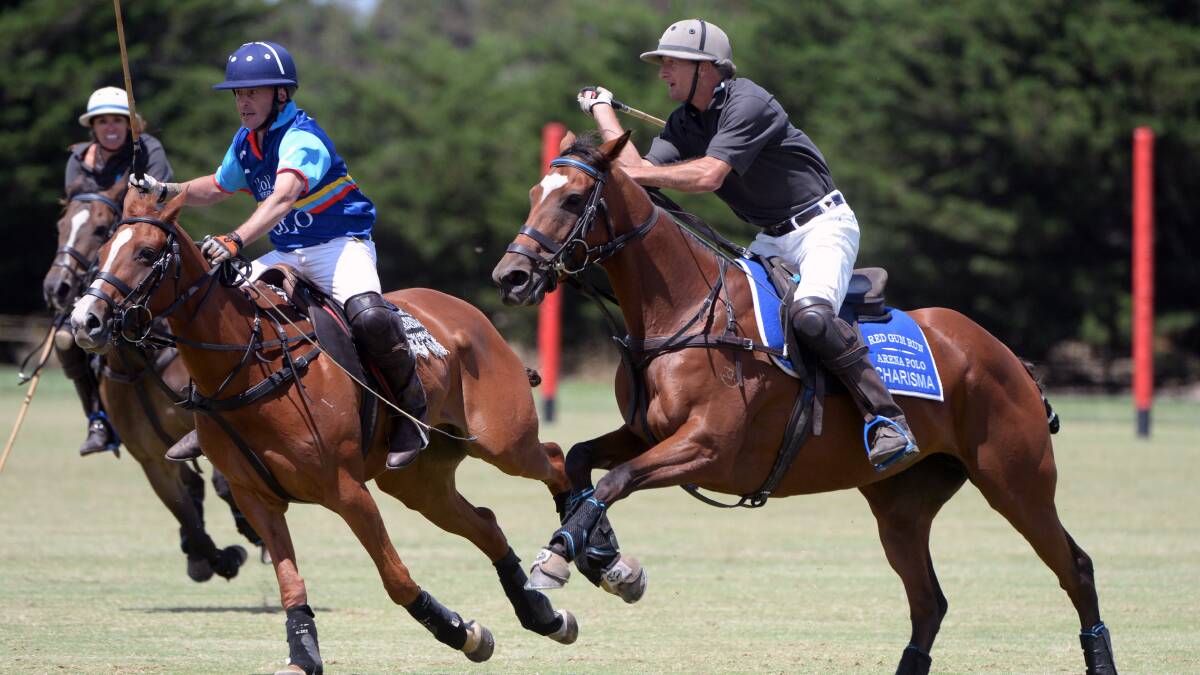 Polo prowess: Colliers Blue vs Pacific Hydro in a four chukka match at the 2017 Ballarat Polo Cup at Yaloak Polo Club. Picture: Kate Healy.