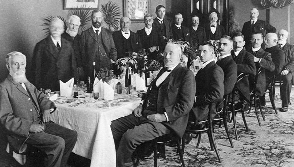 Well-fed but ill-remembered: A birthday luncheon for James Oddie held towards the end of his long life. Oddie is at the head of the table.