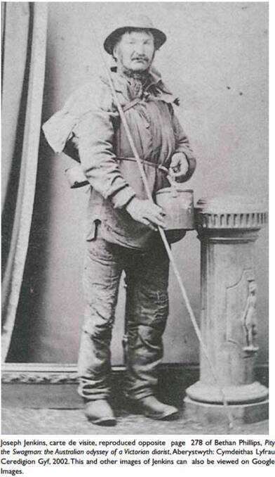 Jenkins in the garb of a swagman.