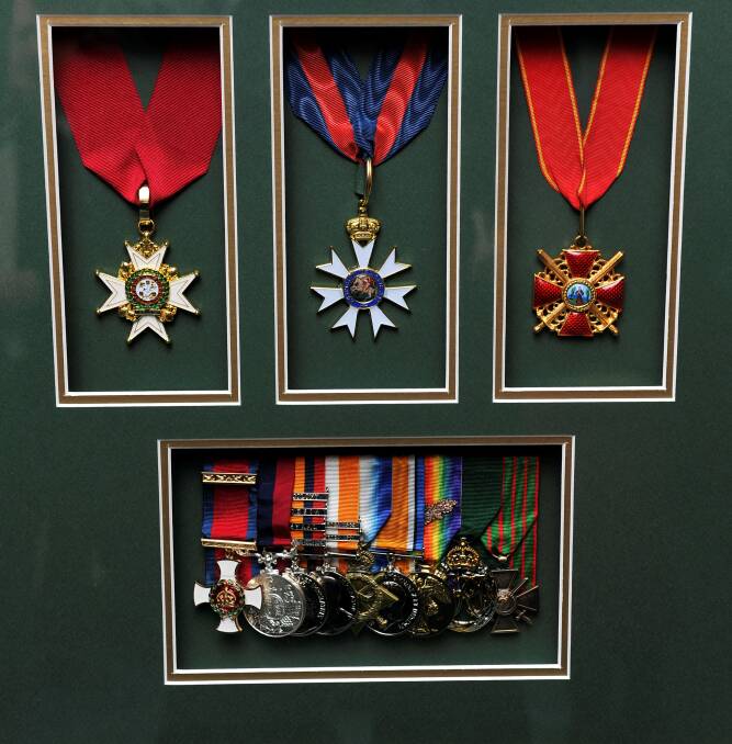ELLIOTT'S HONOURS: included the Companion of the Order of the Bath, a CMG, DSO, Croix de Guerre and Russian Order of St Anne, as well as other honours and campaign medals. Photo: Lachlan Bence.