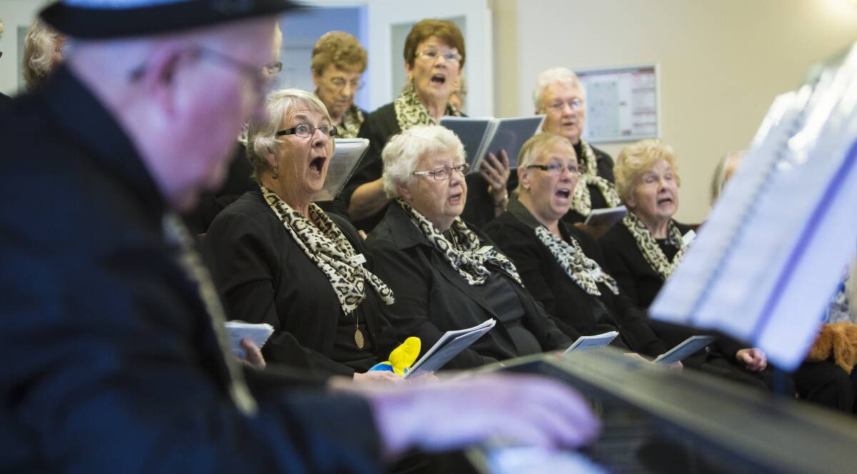 The Village Singers: The choir performs at the Kline St Retirement Homes.
Picture: Luka Kauzlaric.