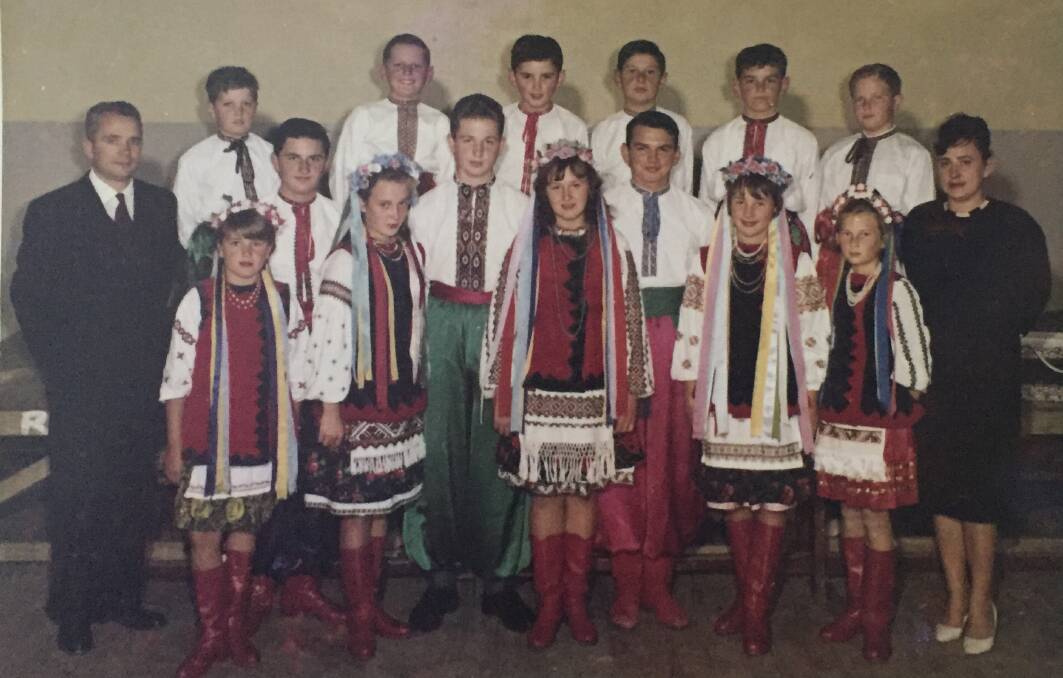 Traditional costumes on display at St Columba's Hall, 1960s.
