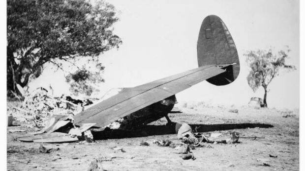 The remains of the crashed aeroplane.