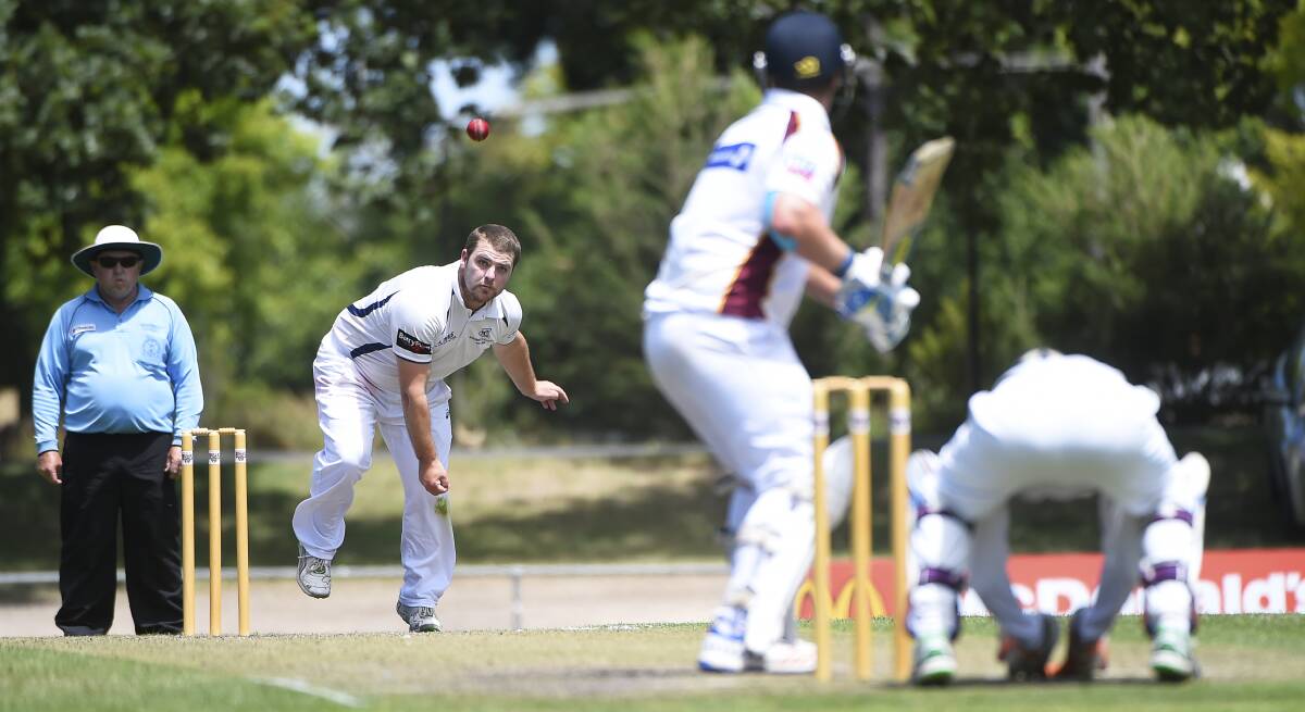 KEY STRIKER: Mt Clear bowler Tim Griffith took four wickets last week and will play a key role in stopping Napoleons-Sebastopol's run of victories. Picture: Luka Kauzlaric
