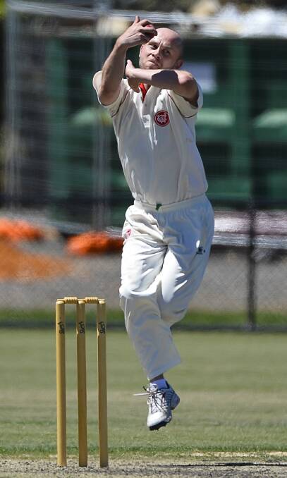 FIERCE ATTACK: Red Caps' David Bill took 1-3 and closed out the innings to finish what was an outstanding bowling display from the Wendouree attack. Picture: Dylan Burns.