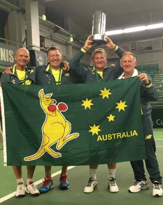 WORLD CHAMPIONS: Steve Packham (far right) celebrates last week's over-60 senior World Championship with his teammates - Stephen Dance, John Henning and Glenn Busby. Picture: Supplied.