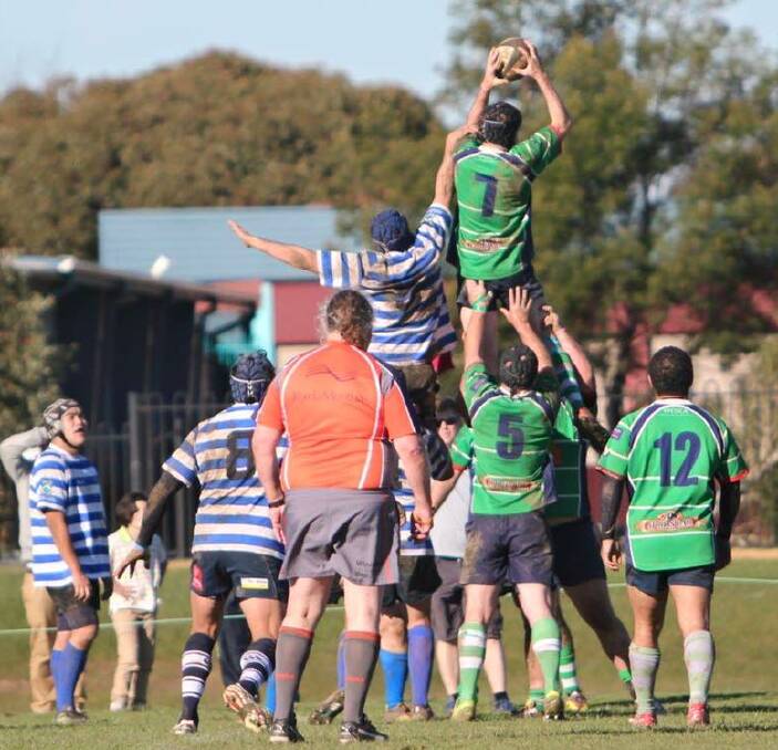 RISING HIGH: The Rattas gain the advantage from its line-out in their convincing round 14 win over Monash University. Picture: Ballarat Rugby Facebook