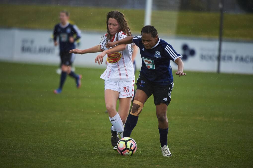 SCORER: Strikers' Sophie Emota kicked the opening goal for Ballarat as it played out a draw with Essendon at Morshead Park on Sunday.