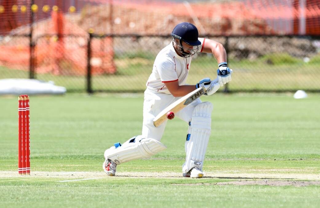 BATTLE FOR TOP: Wendouree's Mathew Begbie contributed 35 runs to the 270-run total against Naps-Sebas on Saturday. Picture: Lachlan Bence