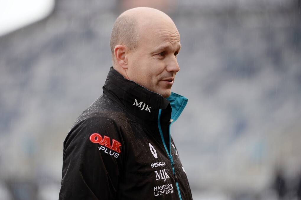 READY: Port Adelaide assistant coach Matthew Nicks addressed the media on Friday as the Power arrived in Ballarat ahead of Saturday's match. Pictures: Kate Healy.