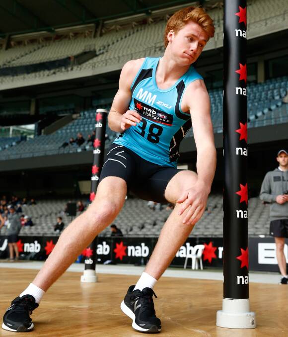 AGILITY TEST: North Ballarat Rebels midfielder Willem Drew weaves his way through the National combine agility test, fellow Rebel Tom Williamson recorded the best time for the test. Picture: Getty Images