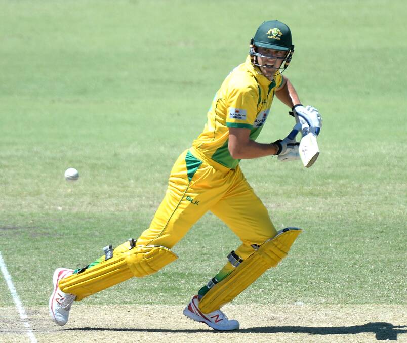 READY FOR CHALLENGE: Matt Short plays a shot during Cricket Australia XI's Matador One-Day Cup match against Tasmania. Picture: Getty Images 
