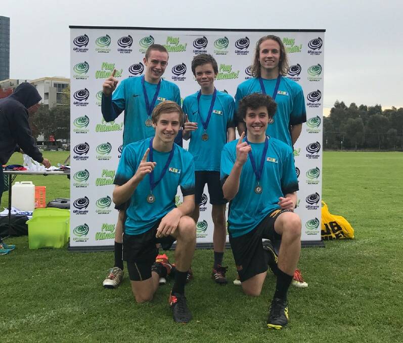 CHAMPIONS, AGAIN: Mount Clear College's Ultimate team celebrates going back-to-back in the Victorian High School Championships.