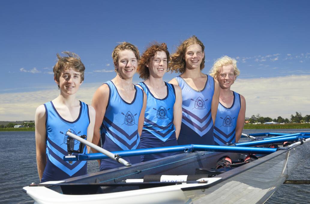 READY TO GO: Ballarat High School boys Evan Macaulay, Lachlan Murfett, Tyler Loader, Osborne Willison and Noah Mullane. Picture: Luka Kauzlaric