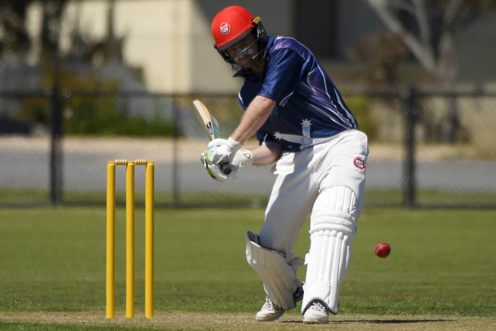 TOP SCORE: Ballarat Cricket Association opener Cole Roscholler plays his shot on his way to 65 in Sunday's action of the Kenmac Shield. Picture: Dylan Burns